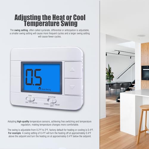 Aowel NonProgrammable Thermostats for Home, up to 1 Heat/ 1 Cool, DIY