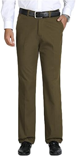 Comfort Khaki Stretch Relaxed-Fit Flat-Front Pant for men (38W x 30L, DarkKhaki)