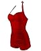 Fashion Womens Vintage Athletic Swimsuits Push Up Tummy Control One Piece Plus Bathing Suit Boyshort Swimwear Vintage Red XL (US:6-8)