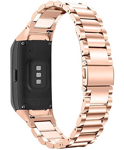 TenCloud Strap for Galaxy Fit Straps, Replacement Metal Stainless Steel Arm Bands Bracelet Wristbands Compatible with Samsung Galaxy Fit SM-R370 Activity Tracker (Rose gold)