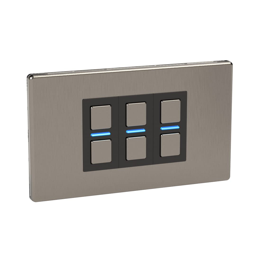 Lightwave LP23MK2 Smart Dimmer with Energy Monitoring, 3 Gang, Stainless Steel - Works with Alexa, Google Assistant, HomeKit. iOS & Android Compatible
