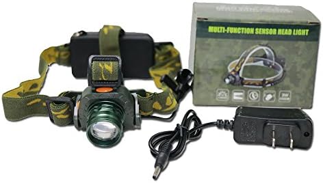 Carsend LED Headlamp Gesture-Sensing Flashlight Lightweight and Adjustable Focal Length Headlight ( Battery and Charger Included ) Perfect for Fishing, Camping, Hiking,DIY and More