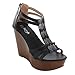 Refresh IE24 Women's T-strap Back Zipper Platform Wedge Sandal