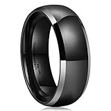 King Will Unisex 8mm Black Domed Tungsten Ring Two Tone High Polished Classic Wedding Engagement Band