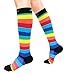 CompressionZ 20-30 mmHg Compression Socks Men & Women - Knee High Support Stockings (Rainbow Stripes, Large)