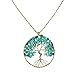 AeraVida Eternal Tree of Life Simulated Turquoise Brass Beads Long Necklace