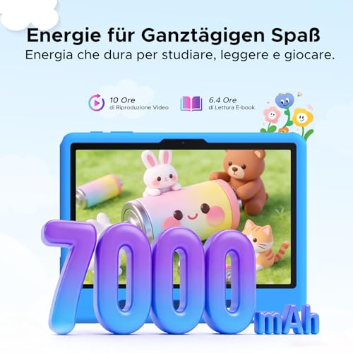 Easerush P10 Kid Tablet with Pen Silicone Case, Blue | 10 Inch Tablet with 32GB RAM+64GB ROM Tablet for Children, 90Hz Android Tablet 16 & Gemini AI, 7000mAhT310/5G WiFi/8MP+5MP