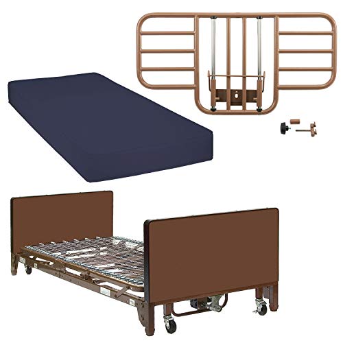 ProBasics Full Electric Homecare Bed with Built-in Low Bed Option Full Set (with Half Rails and Fiber Mattress)