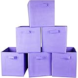 Premium Storage Cube - Fabric Basket Bins - Organize Your Closet, Bedroom & Nursery (Purple Set of 6)