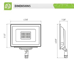 ASD 20W LED Flood Light Outdoor, 120V 2040 Lm 5000K