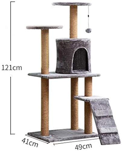 FTFDTMY-Jute-Cat-Klettergerst-einteiliges-Katzennest-Kratzbaum-Pet-Foster-Care-Center-Kleintiere-Spielzeug-Katzensprungplattform-Yan-Farbe-Grau-Gre-41-49-121-cm