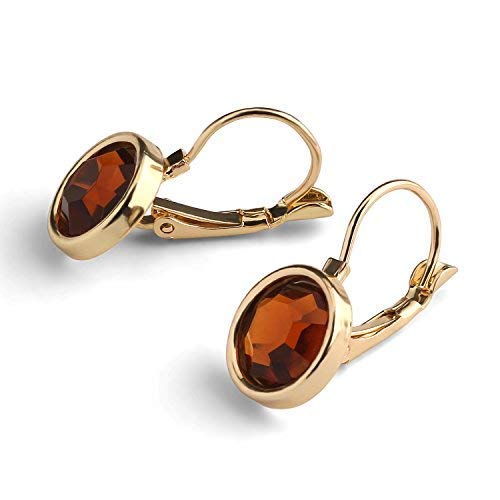 Leverback Dangle Earrings,UHIBROS Stainless Steel Cubic Zirconia Round Drop Earrings