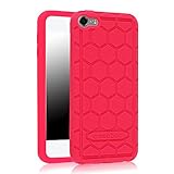 Fintie iPod Touch 6th Generation Case - [Shock Proof] Anti Slip [Honey Comb Series] Silicone Protective Case Cover [Kids Friendly] for Apple iPod Touch 6 / iPod Touch 5, Magenta