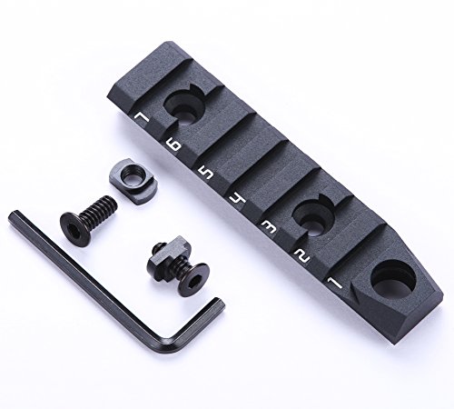 TuFok M-lok Picatinny Rail Aluminum - M lok Picatinny Rail Section, Rifle Rail Mount Adapter with 3/8" QD Sling Swivel Socket(for Two Point Sling)(7-Slot,Black)