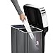 simplehuman 58 Liter / 15 Gallon Stainless Steel Rectangular Kitchen Step Trash Can Dual Compartment Recycler with Liner Pocket, Black Stainless Steel