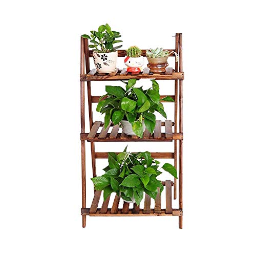 Plant Stand 3 Tier Wooden Ladder Bookshelf Bookcase Standing Shelving Unit Leaning Wall Shelves Storage Shelves Display Rack Kitchen Herb Garden Flower Pot Flower Display Stand