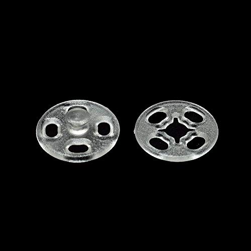 RAYNAG 90 Set Plastic Snap Fasteners Buttons Invisible Sewing On Snap Buttons Kit, 10mm Fasteners for Bibs Diapers Crafts Shirts Clothing, Translucent - Thumbnail 3