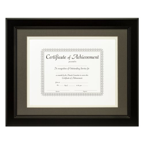 Craig Frames 11x14-Inch Black Document Frame, Double Mat with Single 8.5x11-Inc…