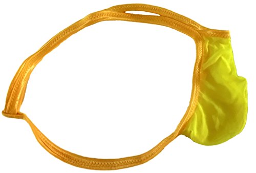 Men's Micro G String SHEER NAKED 6 Colors Bright Hot Sexy (Medium, Yellow)