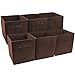 Sorbus Foldable Storage Cubes - 6 Fabric Baskets for Organizing Pantry, Closet, Shelf, Nursery, Playroom, Toy Box, Cubby -11 Inch Dual Handle Collapsible Closet Organizers and Storage Bins (Chocolate)
