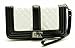 ZZYBIA® Black and White Crossbody/Wristlet Clutch 2 way Coin Zip Mobile Case Wallet Card Holder with Detechable Long Chain For most smartphones up to 6.5