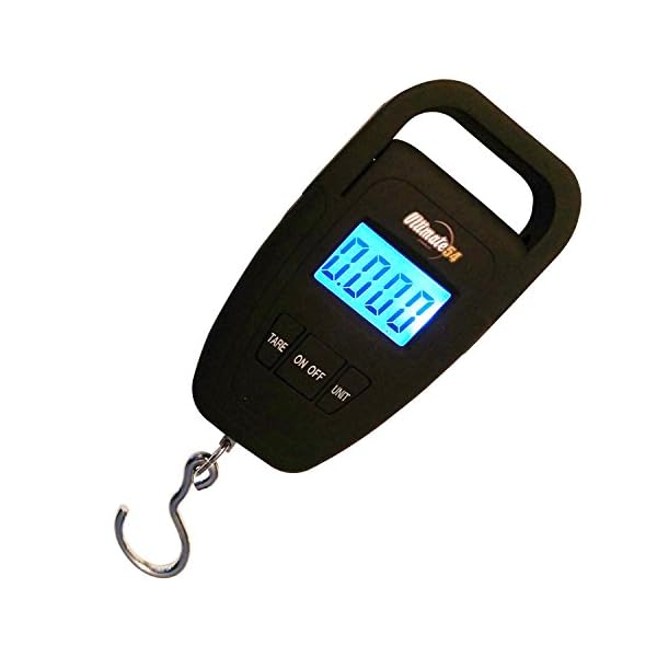Ultimate54-Portable-Digital-Hanging-Hook-Fishing-and-Luggage-Scale-Multifunction-with-Tare-and-Large-LED-Display-Backlight-110lb50kg-Capacity-Free-Luggage-Strap-Batteries-Included-Black
