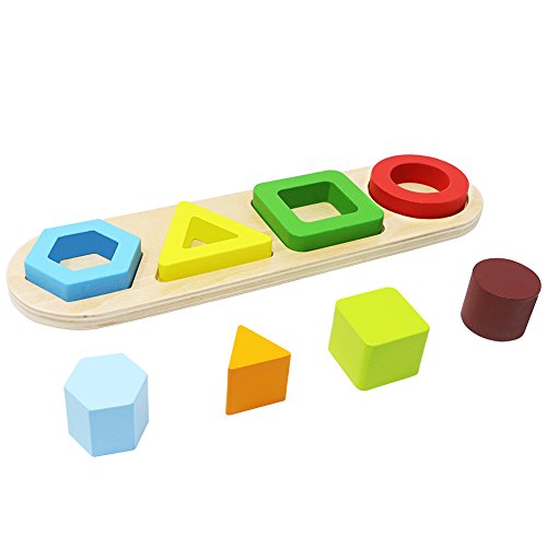 Toyssa Wooden Educational Sorting Stacking Toy Shapes Sorter Geometric Block Stack Sort Puzzle Board Games for Kids Baby Preschool Toddler - Thumbnail 3