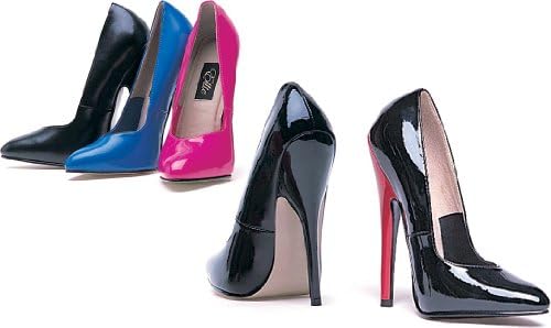 Women's Sexy Court Shoe Shiny Black & Red High Heel 6 inch