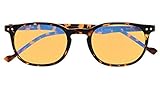 Reduce Eyestrain,Anti Blue Rays,UV Protection,Unisex Computer Reading Glasses(Tortoise,Amber Tinted Lenses) +2.0