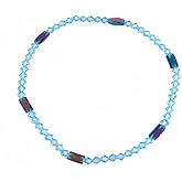 Sparkly Aqua Crystal & Rainbow Beads Stretch 9" Anklet (P75)
