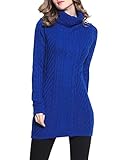 Rocorose Women's Turtleneck Autumn Elegant Ribbed Long Sweater Blue XL