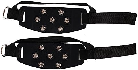 2x Black Anti Slip 7 Steel Stud Teeths,Compact Ice Cleats,Climb Walker Walking Snow Ice Cleat One Size Fit All,By KeepooMan