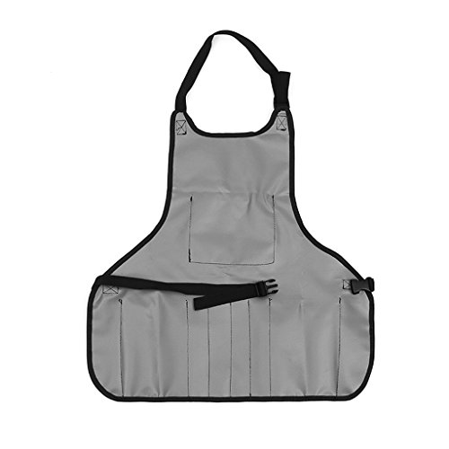 Dolity Water Resistant Oxford Carpenters Joiner Workshop Work Apron With 13 Pockets - Grey