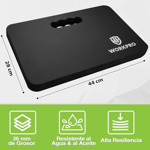 WORKPRO Thick Knee Pad 2 Pieces, 28 x 44 x 3.5 cm Mat for Cleaning, Repairs, Exercise, Prayer and Yoga, Knee Pads for Gardening and Outdoor Work