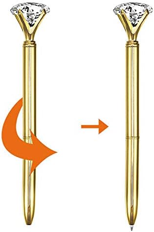 MEGA 8 PCS Crystal Diamond Pen Metal Rotate Black Ink Ballpoint Pen Gold, 8 count (Pack of 1) - Image 4