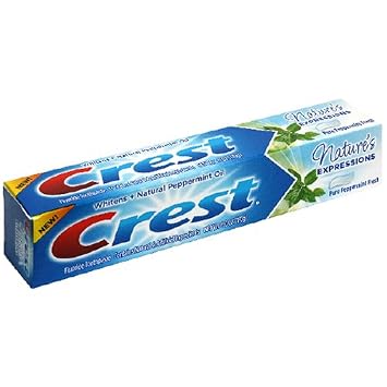 Crest nature's expressions toothpaste - Pure peppermint active ingredient: sodium fluoride (0.243%). inactive ingredients: sorb (037000112051)