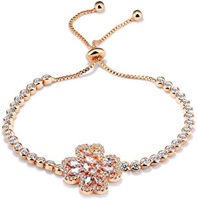 "Pure Love" Shining Tennis Bracelet Made with Swarovski Crystals Charm Chain for Womens,r