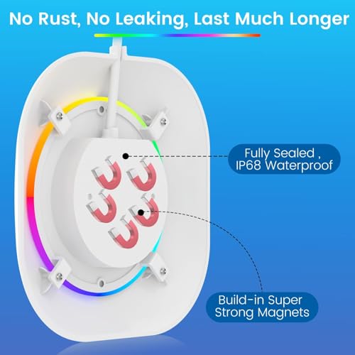 LyLmLe 20W Wireless LED Lighting, 12V Submersible Pool Lights with APP Control, Dimmable, IP68, Waterproof, Magnetic Lamp with 8M Cable for Above Ground Pool