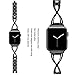 Secbolt Bands Compatible with Apple Watch Band 38mm 40mm 41mm 42mm(Series 10) Iwatch SE Series 10/9/8/7/6/5/4/3/2/1 Women Dressy Jewelry Metal Accessories Wristband Strap, Black