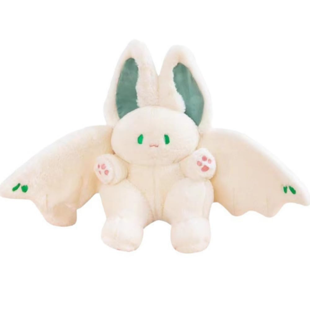 OUKEYI 35cm/13.7" Bat Rabbit Plush Stuffed Toy, Cute Bunny With Bat Wings, Soft Animal Plush for Kids (White)
