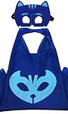 Honey Badger Brands Dress Up Comics Cartoon Superhero Costume with Satin Cape and Matching Felt Mask, PJ Mask, Cat Boy