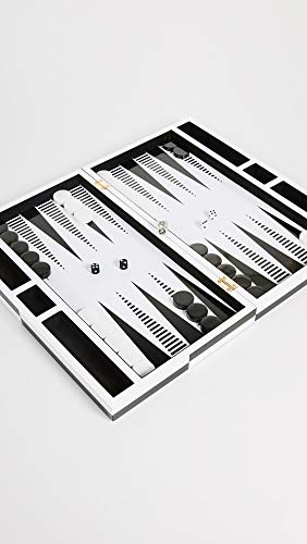 Jonathan Adler Men's Lacquer Op Art Backgammon Set, Black/White, One Size