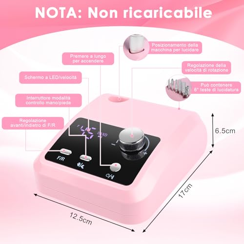 Professional Nail Drill 45000RPM Electric Nail File with Smart LED and Pedals Mode Manicure and Pedicure Kit Electric Drill for Nail Gel, for Studio Beauticians Home Gifts