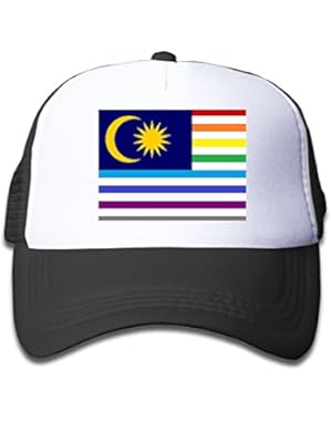 Malaysian Pride Flag Boy & Girl Grid Baseball Caps Adjustable sunshade Hat For Children