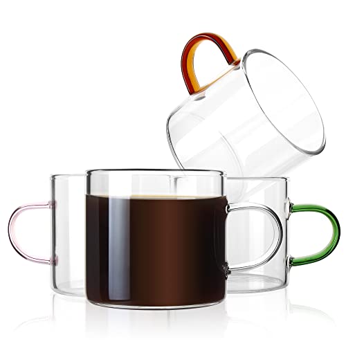 Tuksik Espresso Cups,4oz Glass Espresso coffee Cups Set of 4, Small Cappuccino Mugs, Clear Shot Glasses Microwave Dishwasher Safe, Universal for Home Party or Office, Gift for Espresso Lovers….