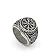 GuoShuang Nordic Pagan Triskele Helm Aegishjalmur Futhark Viking Stave Runic Amulet Ring