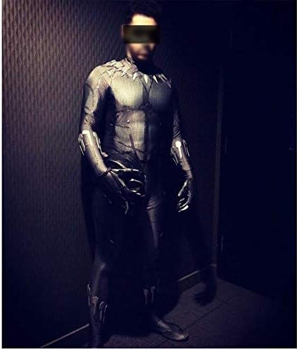 QXMEI Black Panther Disguise Costume Adult Child Cosplay Masquerade Jumpsuit Tights Halloween Fancy Dress 3D Party Props,Black-M