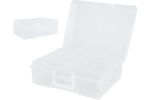 PARTY CLUB OF AMERICA PCA Photo Case 4" x 6", Photo Box Storage with Handle - 8 Inner Photo Keeper, Large Photo Organizer, Clear Plastic Craft Case for Photos Stickers Stamps Jigsaw Seeds