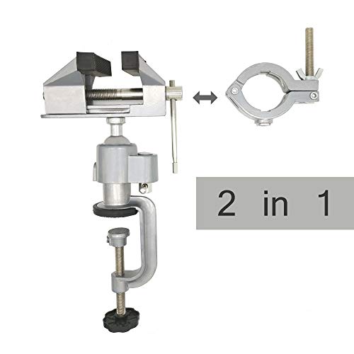 JUGREAT 2in1 Table Vise Bench Vice 360 Degree Aluminum Alloy Swivel Rotating Clamp for Electric Drill Stent Grinder Tools Holder
