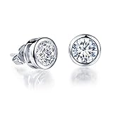OPK Jewelry Platinum Plated or Gold Plated Round Cut Cubic Zirconia Stud Earrings 5mm/6mm/7mm/10mm
